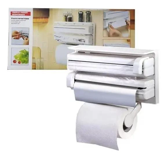 DISPENSADOR TRIPLE PARA PAPEL DE COCINA CON CORTADOR - 5