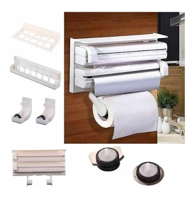 DISPENSADOR TRIPLE PARA PAPEL DE COCINA CON CORTADOR - 6