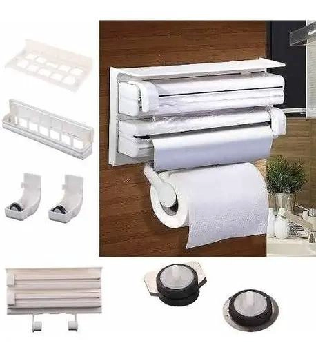 DISPENSADOR TRIPLE PARA PAPEL DE COCINA CON CORTADOR - 8