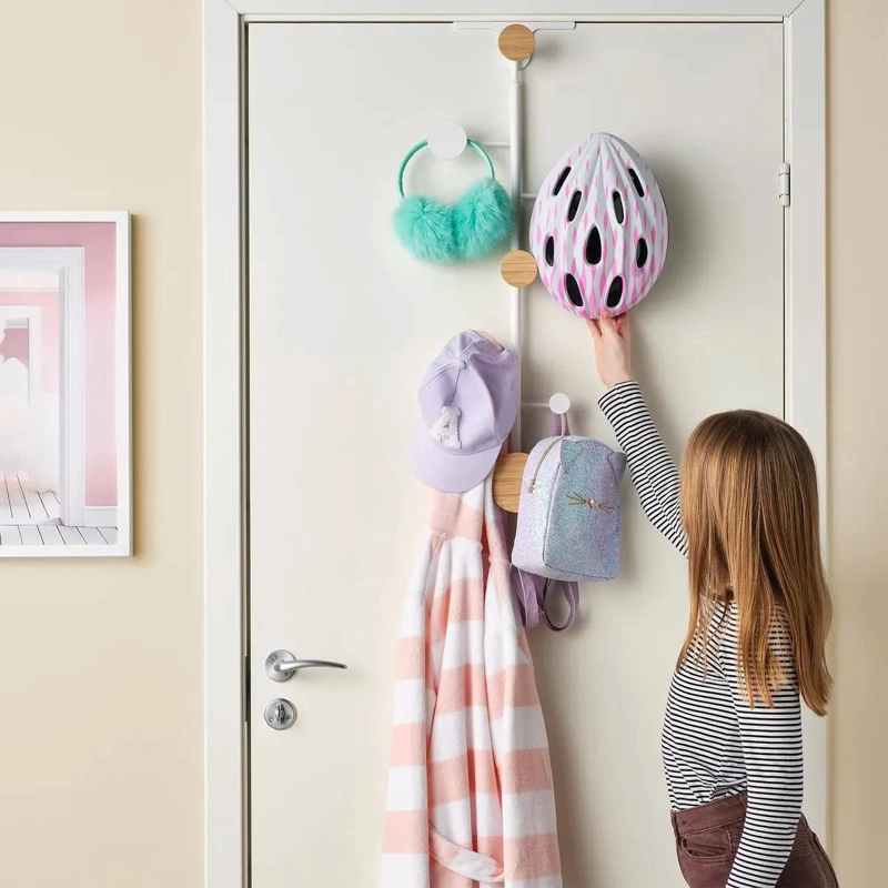 PERCHERO REGULABLE PARA PUERTA INFANTIL DE ACERO Y BAMBU - 4
