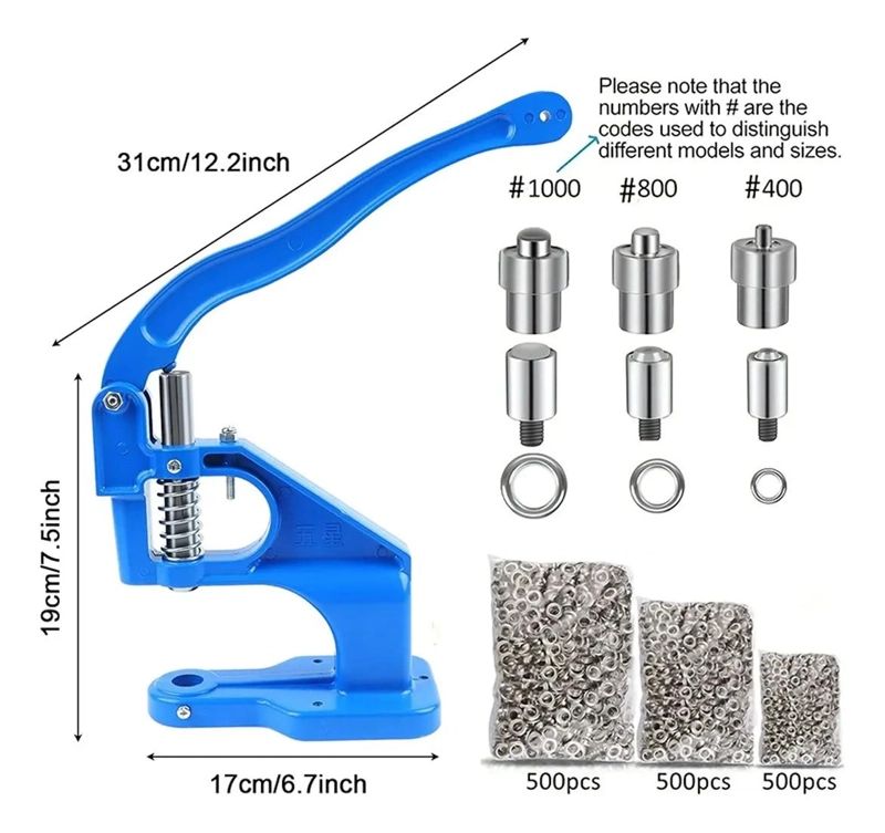 REMACHADORA MANUAL CON 3000 OJILLOS METALICOS Y TROQUELES - 2