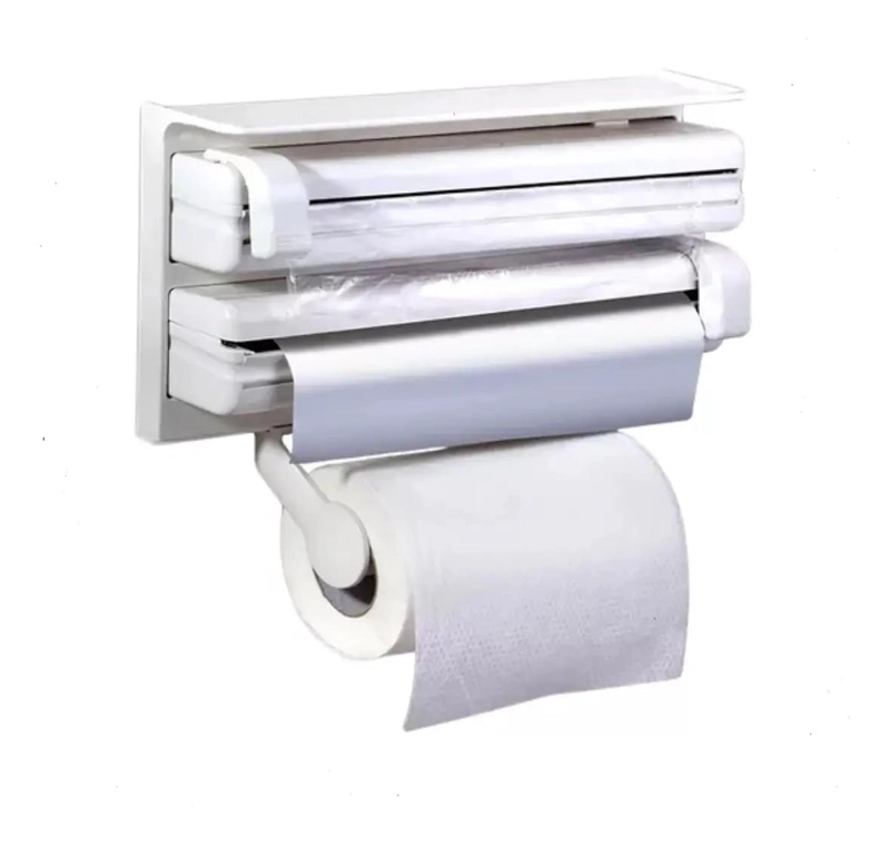 DISPENSADOR TRIPLE PARA ROLLO DE TOALLA Y FILM DE COCINA - 1