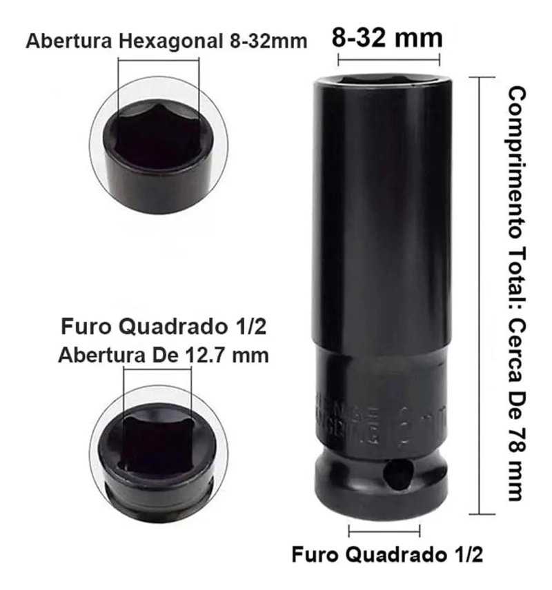 JUEGO DE DADOS LARGOS DE IMPACTO 10 PIEZAS 8-24 MM - 2
