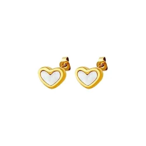 AROS DE CORAZON NACAR BAÑADOS EN ORO 18K - 1