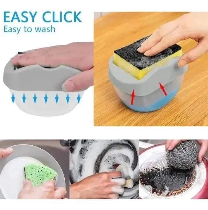 DISPENSADOR DE JABON LIQUIDO Y SOPORTE PARA ESPONJA DE COCINA - 10