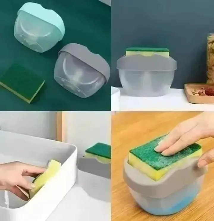 DISPENSADOR DE JABON LIQUIDO Y SOPORTE PARA ESPONJA DE COCINA - 3
