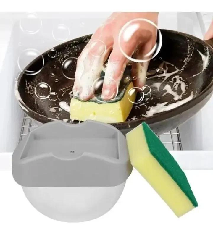 DISPENSADOR DE JABON LIQUIDO Y SOPORTE PARA ESPONJA DE COCINA - 5