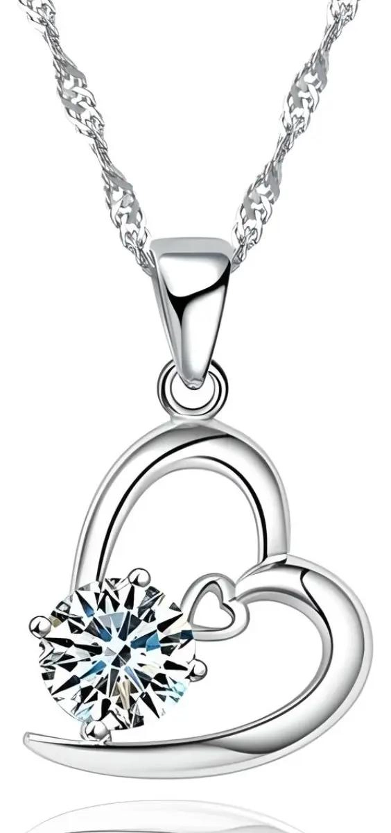 CONJUNTO DE JOYAS DE PLATA 925 CON CORAZON Y AROS ELEGANTES - 3