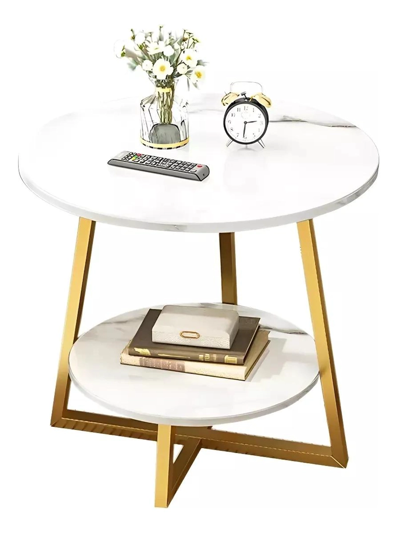 MESA DE CENTRO DECORATIVA DE DOS NIVELES CON ESTRUCTURA METALICA Y SUPERFICIE DE - 1