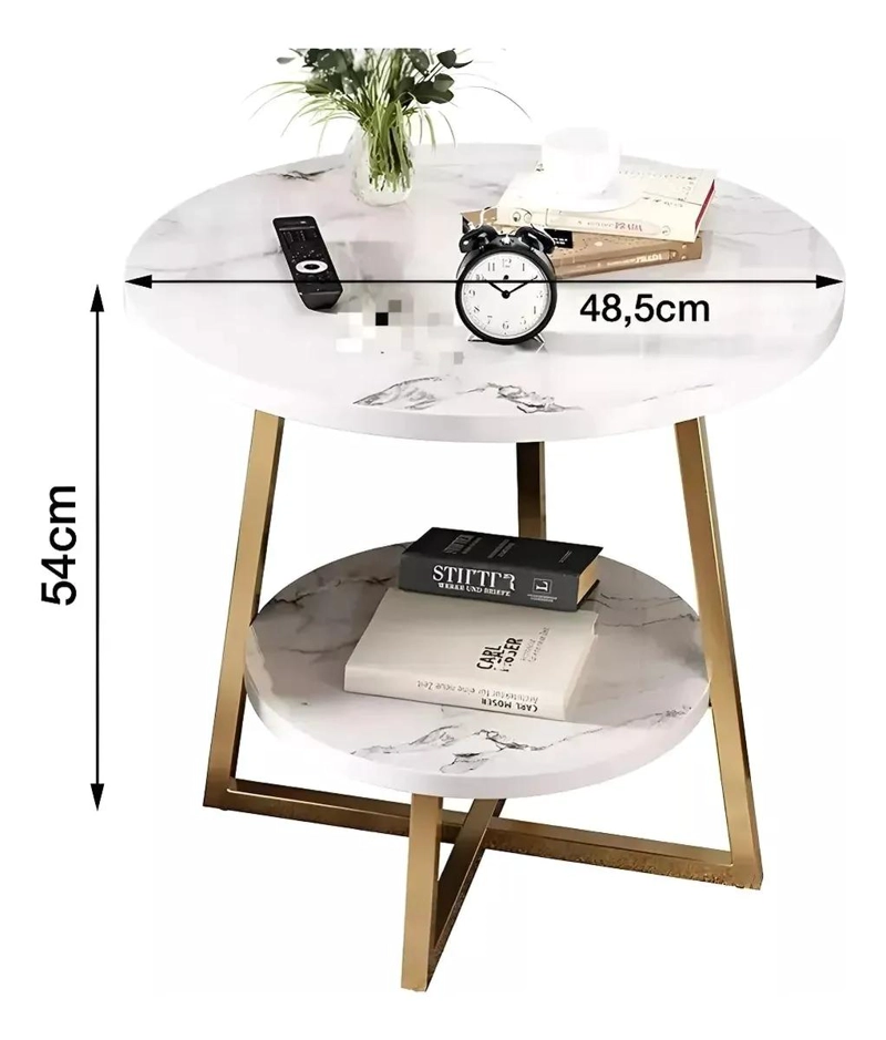 MESA DE CENTRO DECORATIVA DE DOS NIVELES CON ESTRUCTURA METALICA Y SUPERFICIE DE - 3