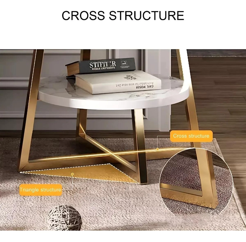 MESA DE CENTRO DECORATIVA DE DOS NIVELES CON ESTRUCTURA METALICA Y SUPERFICIE DE - 6