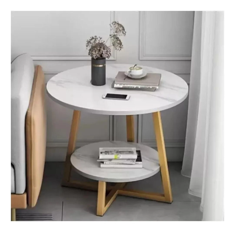MESA DE CENTRO DECORATIVA DE DOS NIVELES CON ESTRUCTURA METALICA Y SUPERFICIE DE - 8