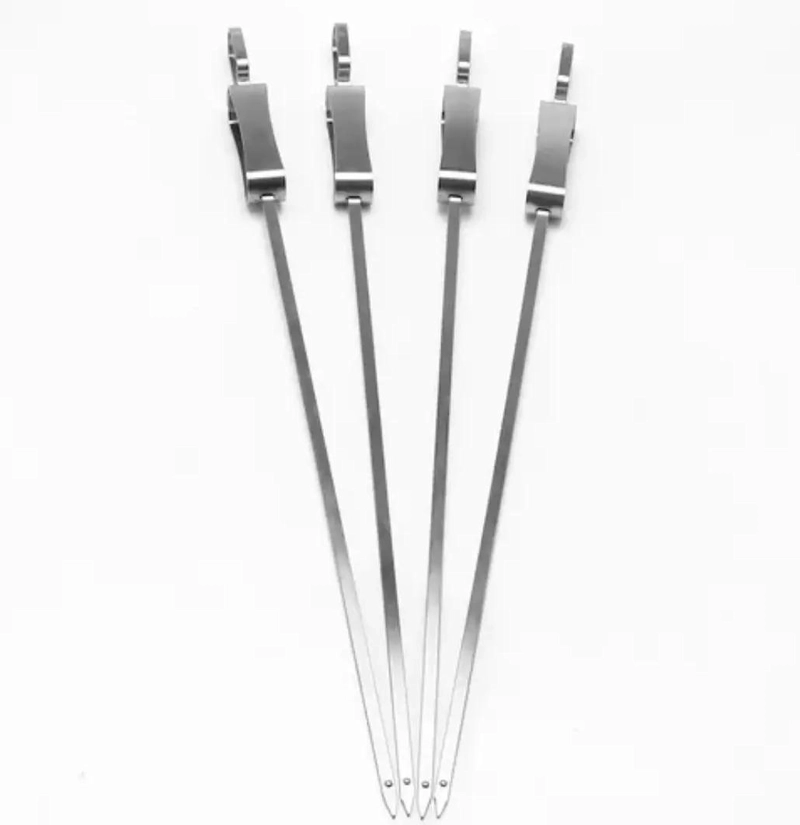 SET DE 4 BROCHETAS DE ACERO INOXIDABLE DE 46 CM PARA PARRILLA - 3