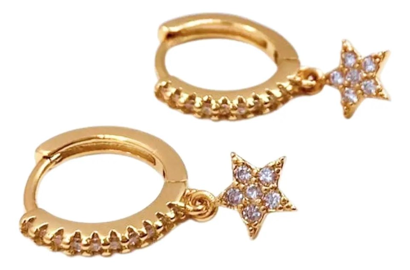 ARGOLLA COLGANTE DE PLATA 925 CON ESTRELLA Y CIRCONITAS BLANCAS - 1