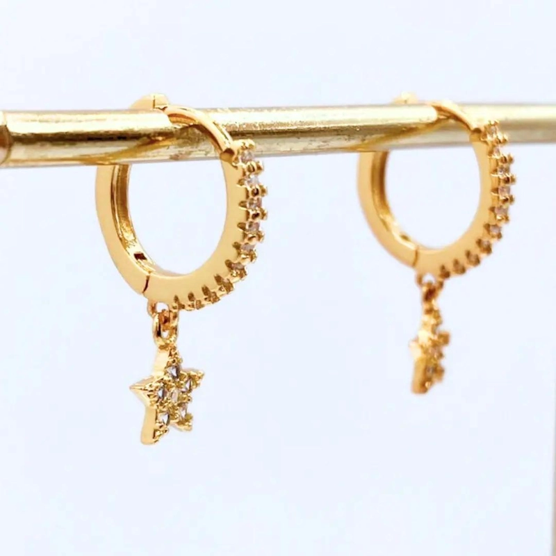 ARGOLLA COLGANTE DE PLATA 925 CON ESTRELLA Y CIRCONITAS BLANCAS - 3