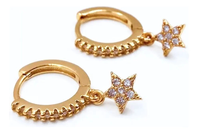 ARGOLLA COLGANTE DE PLATA 925 CON ESTRELLA Y CIRCONITAS BLANCAS - 5