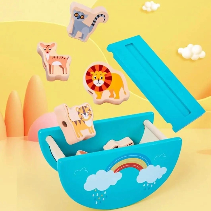 BLOQUES APILABLES DE MADERA PARA NIÑOS CON ANIMALES COLORIDOS - 5