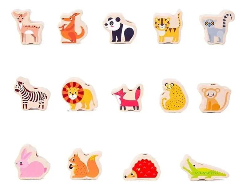 BLOQUES APILABLES DE MADERA PARA NIÑOS CON ANIMALES COLORIDOS - 8