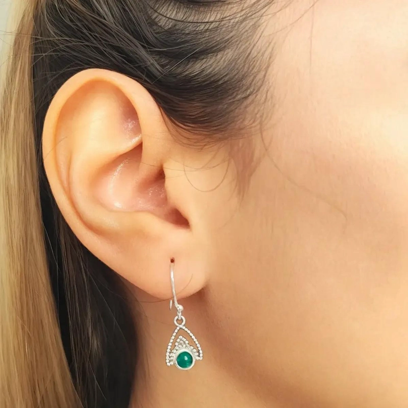 AROS DE PIEDRAS NATURALES EN PLATA FINA 925 ELEGANTES - 4