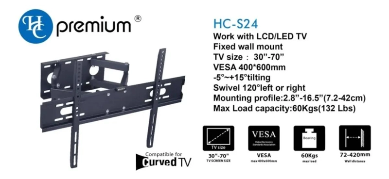 SOPORTE DE PARED PARA TV DE 32 A 75 PULGADAS - 1