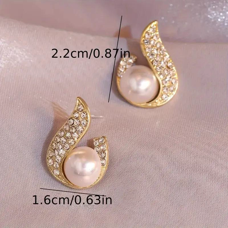 AROS DE STRASS CON IMITACION DE PERLAS Y BOLSA DE JOYAS - 3
