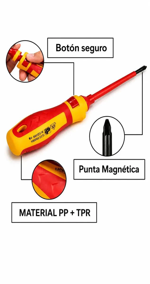 KIT DE DESTORNILLADORES AISLADOS 1000V CON 12 PUNTAS INTERCAMBIABLES - 1