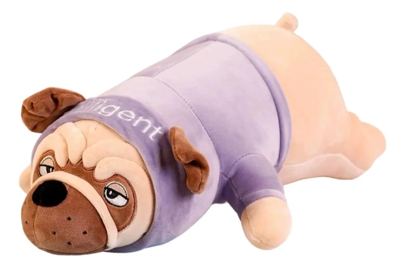 ALMOHADA DE PELUCHE BULL DOG CON OJITOS TIERNOS 45CM - 1