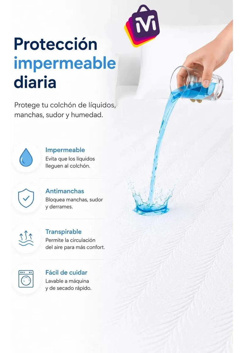 PROTECTOR DE COLCHON IMPERMEABLE Y SUAVE PARA HOGAR - 8