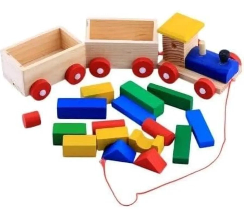 TREN DE MADERA JUGUETE ARRASTRE PARA NIÑOS DE 2 A 4 AÑOS - 3