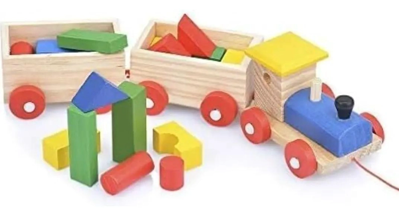 TREN DE MADERA JUGUETE ARRASTRE PARA NIÑOS DE 2 A 4 AÑOS - 6