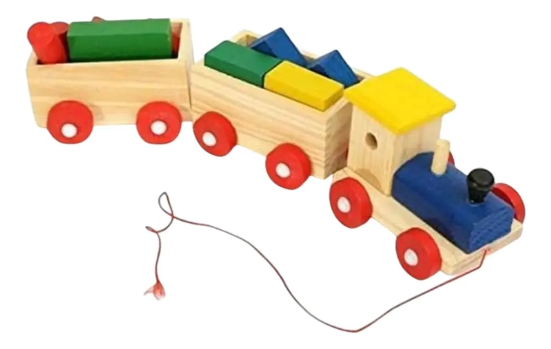 TREN DE MADERA JUGUETE ARRASTRE PARA NIÑOS DE 2 A 4 AÑOS - 7