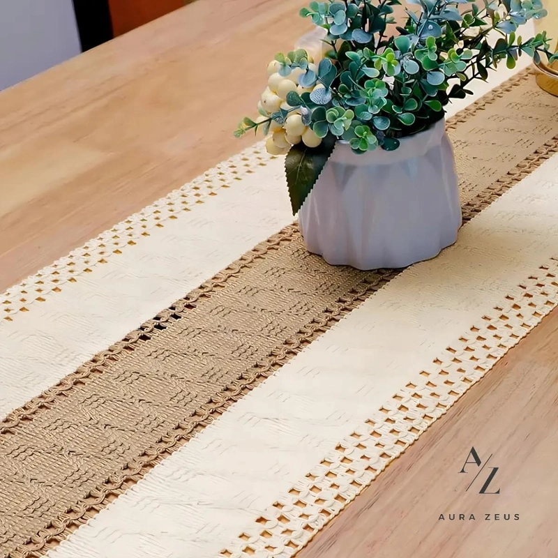 CAMINO DE MESA DE YUTE NATURAL 180X30 CM PARA DECORACION ELEGANTE - 2