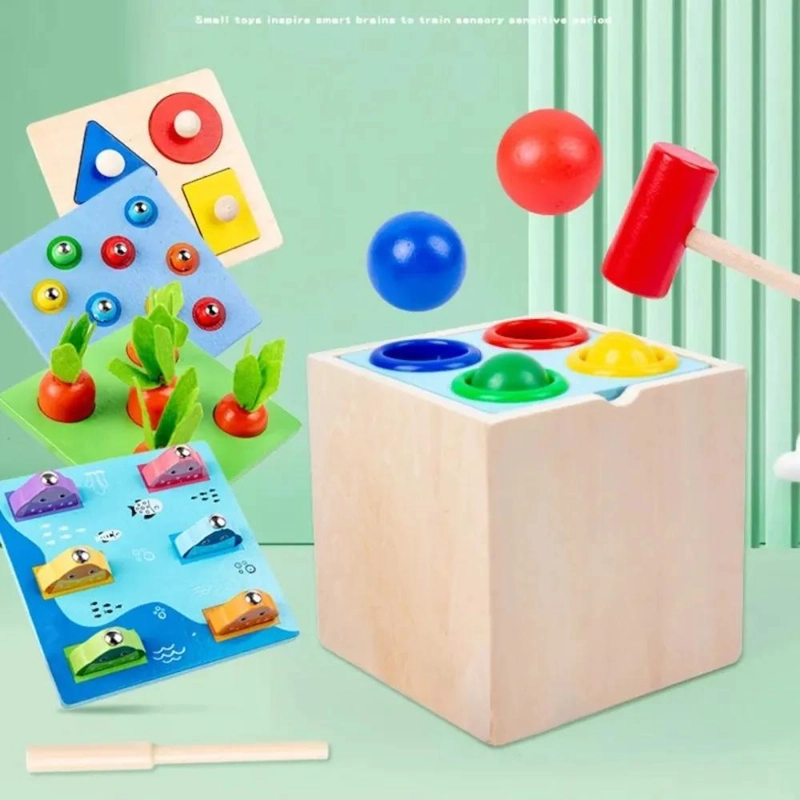 JUGUETE MONTESSORI 5 EN 1 DE MADERA DIDACTICO PARA NIÑOS - 7