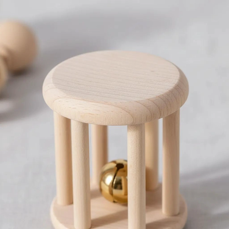 PACK DE SONAJEROS DE MADERA PARA BEBE S MONTESSORI 4 PIEZAS - 8