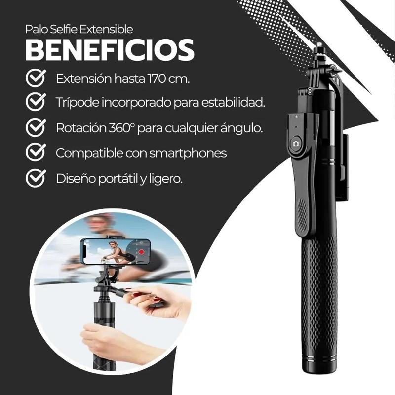 TRIPODE EXTENSIBLE PARA SELFIES Y VIDEOS DE 1.7M - 4