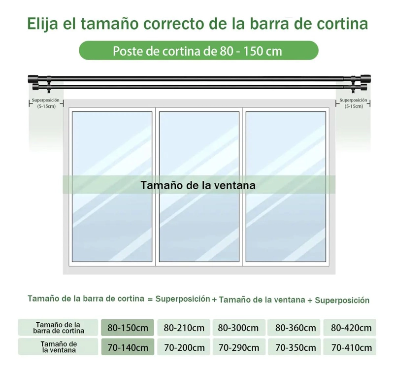 DOBLES TUBO CORTINEROS MODERNOS DE METAL AJUSTABLES 0.8 A 1.5M COLOR NEGRO - 5
