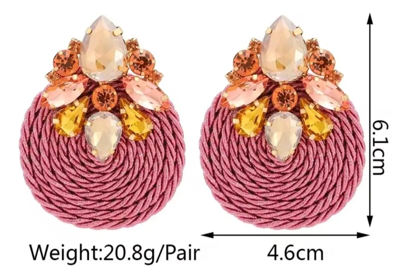 ARETES DE VIDRIO ROJO BRILLANTE CON STRASS ELEGANTES - 3
