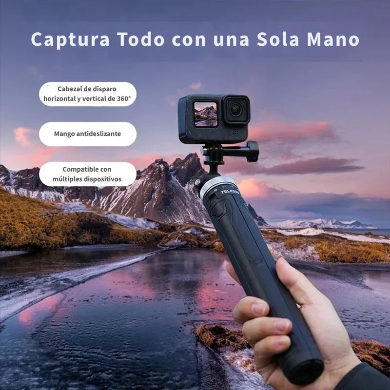 BASTON TRIPODE SELFIE EXTENSIBLE 1.5M 360° PARA CAMARAS - 2