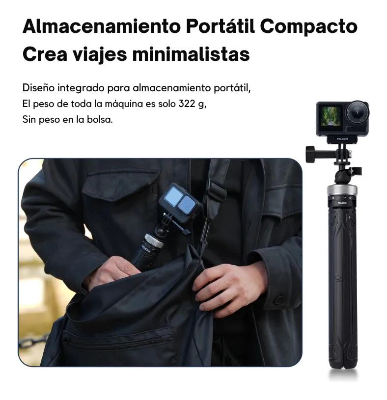 BASTON TRIPODE SELFIE EXTENSIBLE 1.5M 360° PARA CAMARAS - 6