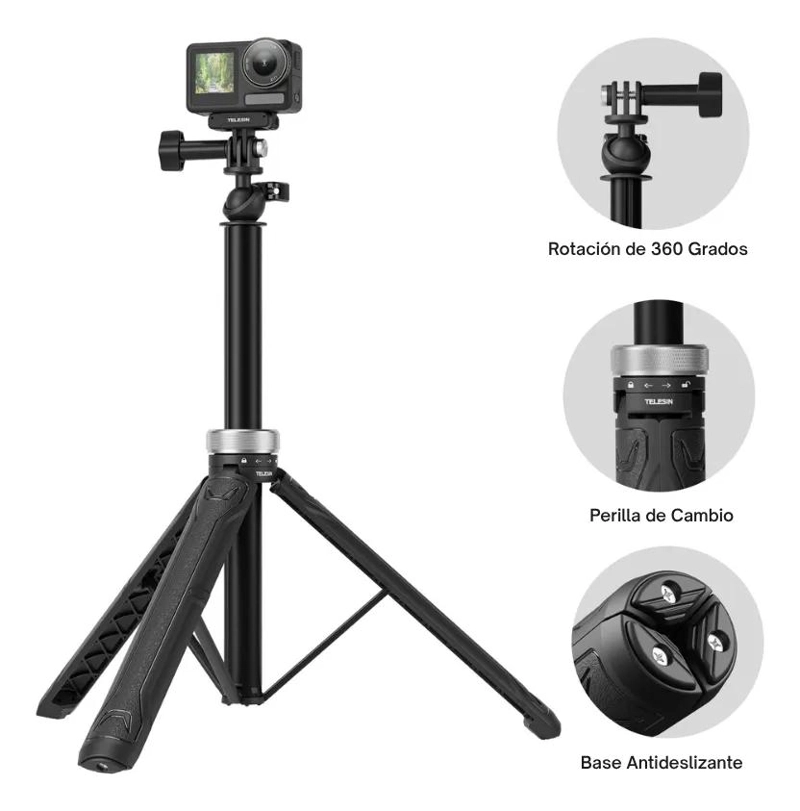BASTON TRIPODE SELFIE EXTENSIBLE 1.5M 360° PARA CAMARAS - 7