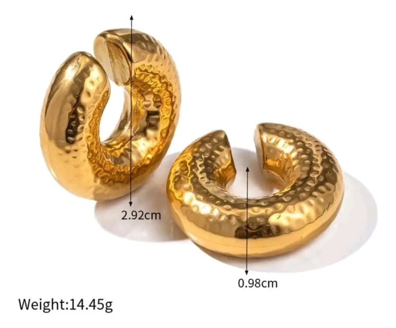 PAR DE MAXI EARCUFF TEXTURIZADOS EN BAÑO DE ORO 18K - 7