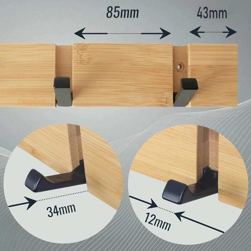 PERCHERO DE PARED DE BAMBU CON 5 GANCHOS PLEGABLES - 4