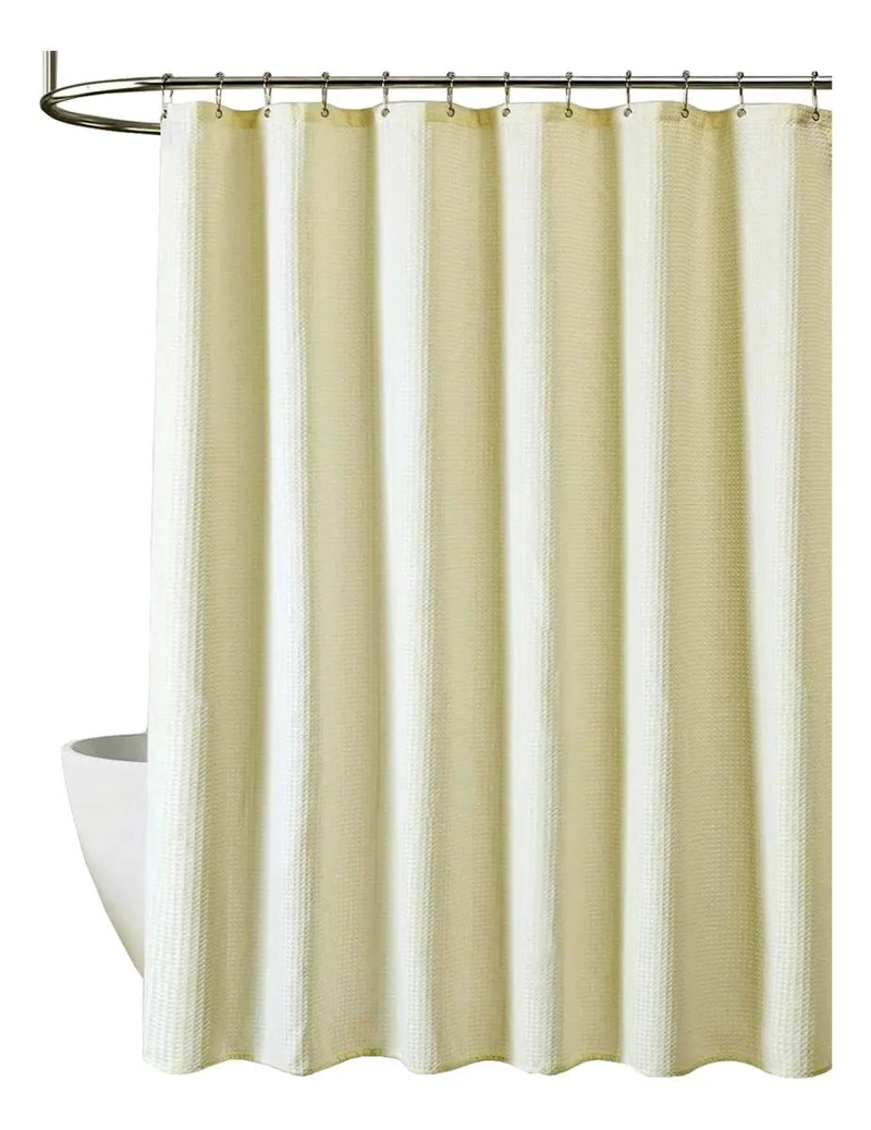 CORTINA DE BAÑO IMPERMEABLE CON FORRO Y DISEÑO TEXTURADO - 1