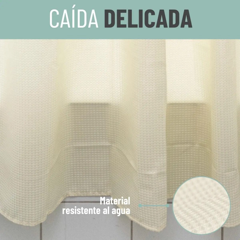 CORTINA DE BAÑO IMPERMEABLE CON FORRO Y DISEÑO TEXTURADO - 3