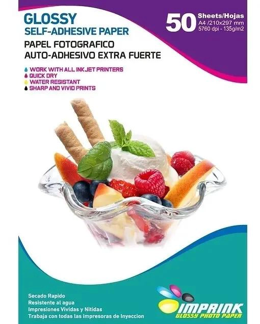 PAPEL ADHESIVO BRILLANTE A4 135G 100 HOJAS EXTRA FUERTE - 1