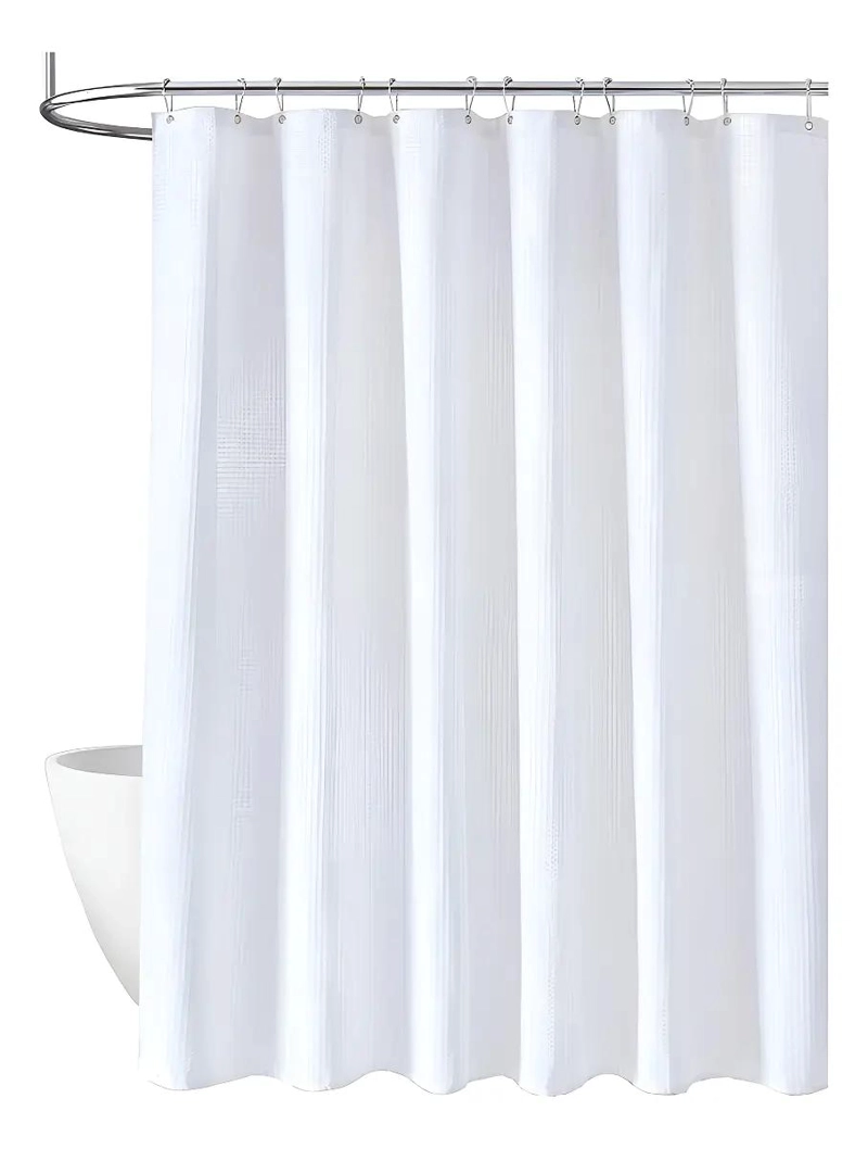 CORTINA DE BAÑO IMPERMEABLE CON FORRO Y DISEÑO TEXTURADO - 1