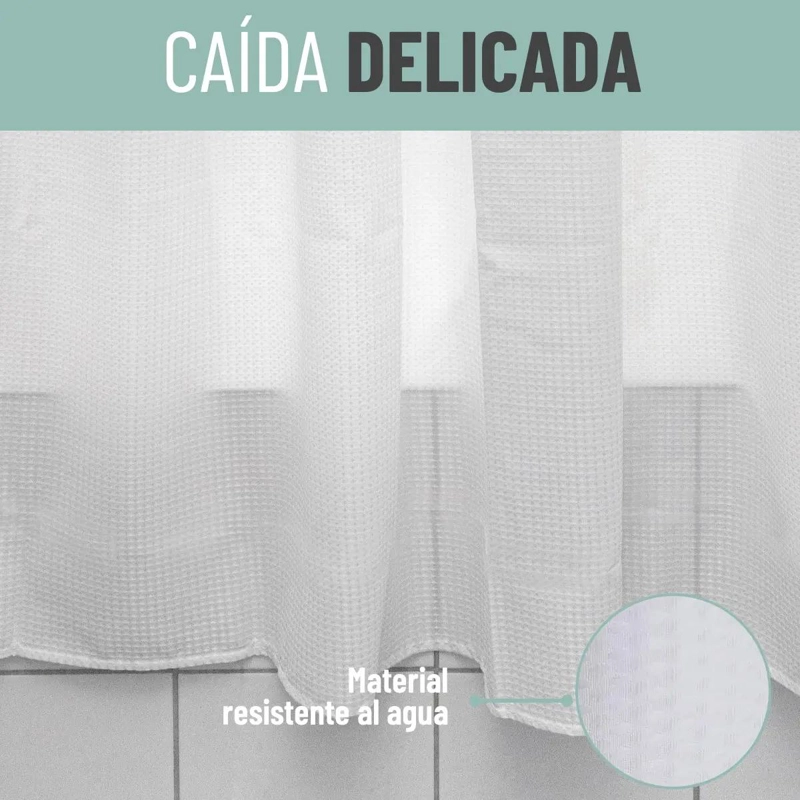 CORTINA DE BAÑO IMPERMEABLE CON FORRO Y DISEÑO TEXTURADO - 3