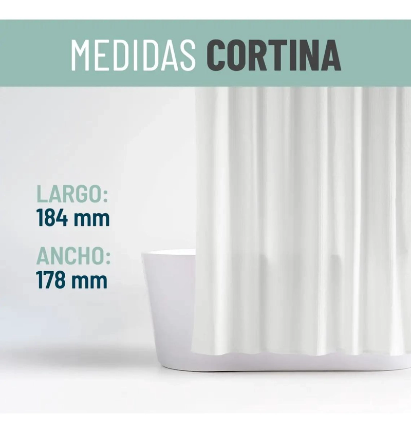 CORTINA DE BAÑO IMPERMEABLE CON FORRO Y DISEÑO TEXTURADO - 5