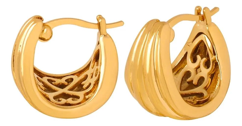 AROS BAÑADOS EN ORO 18K DISEÑO EXCLUSIVO Y ELEGANTE - 1