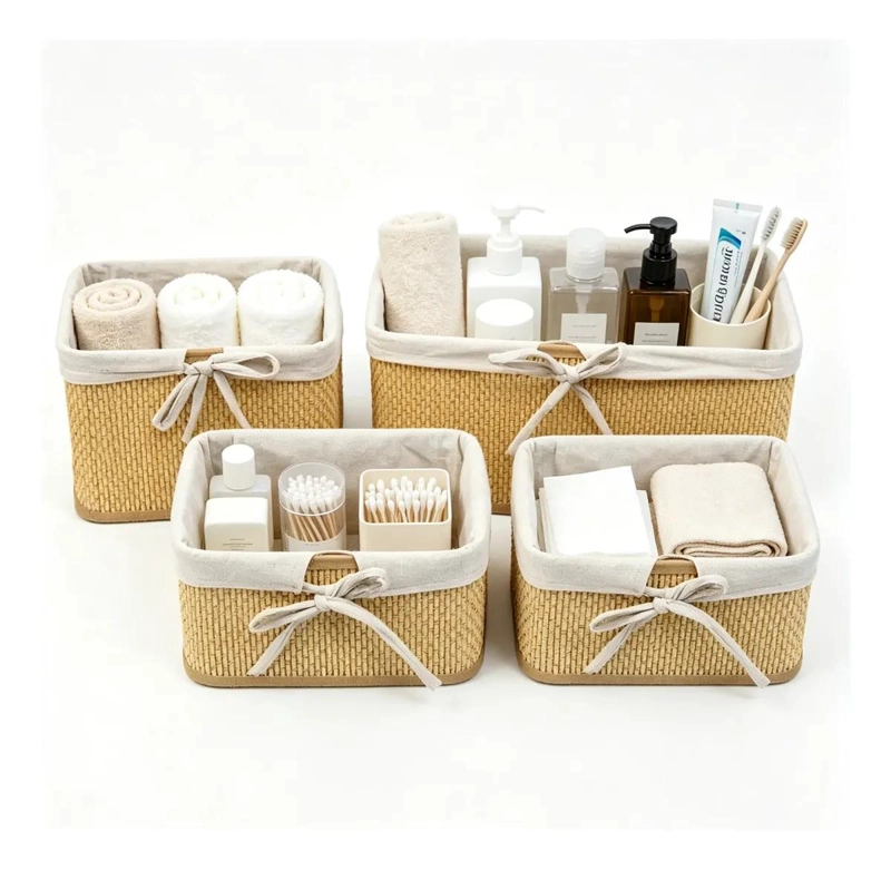 SET DE 4 CANASTOS DE BAMBU PARA ALMACENAMIENTO Y ORGANIZACION - 1